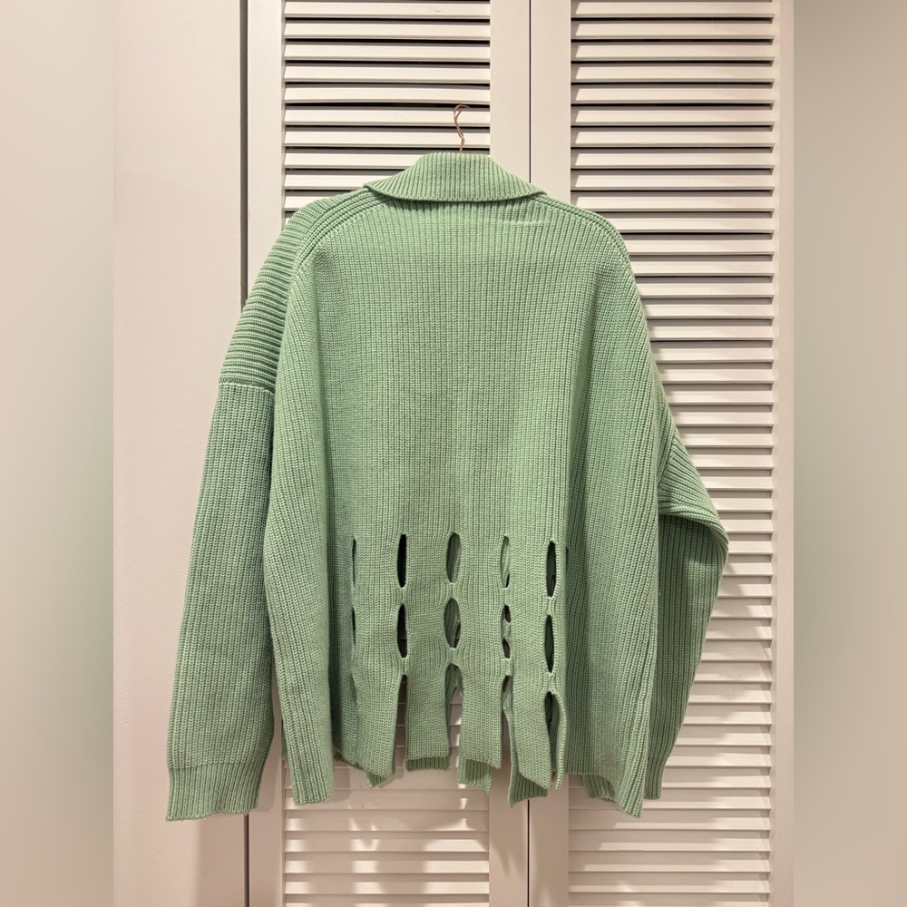 Nanushka Cashmere Mint Green Sweater with Cut-Out Design - Picture 8 of 9